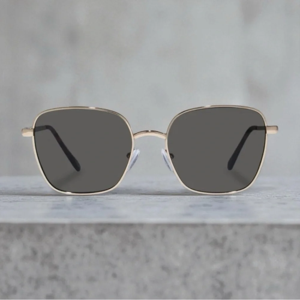 Aire Spiral Gold Square Shaped Frame Sunglasses Shatterproof Scratch Proof New